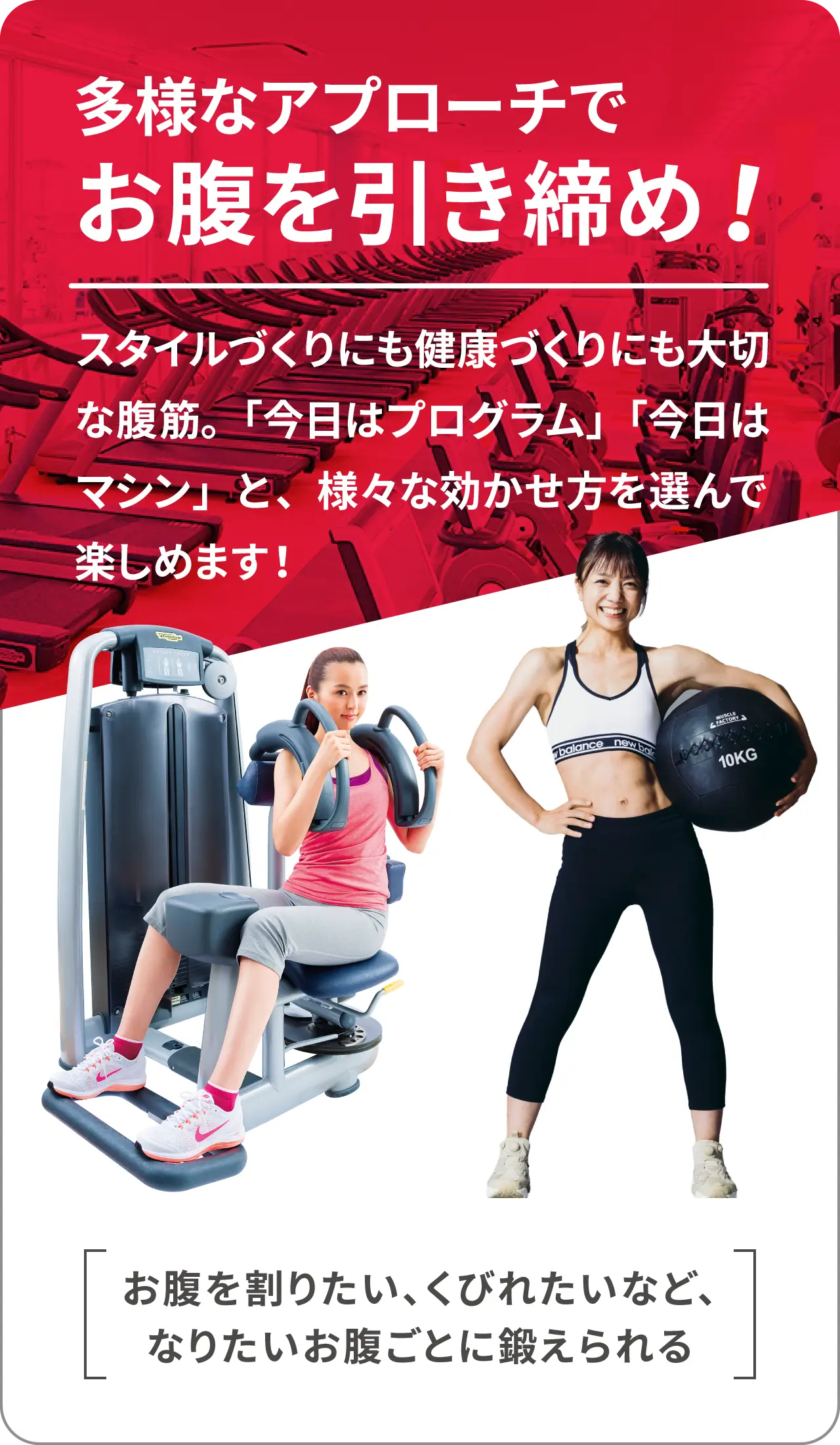 多様なアプローチでお腹を引き締め！